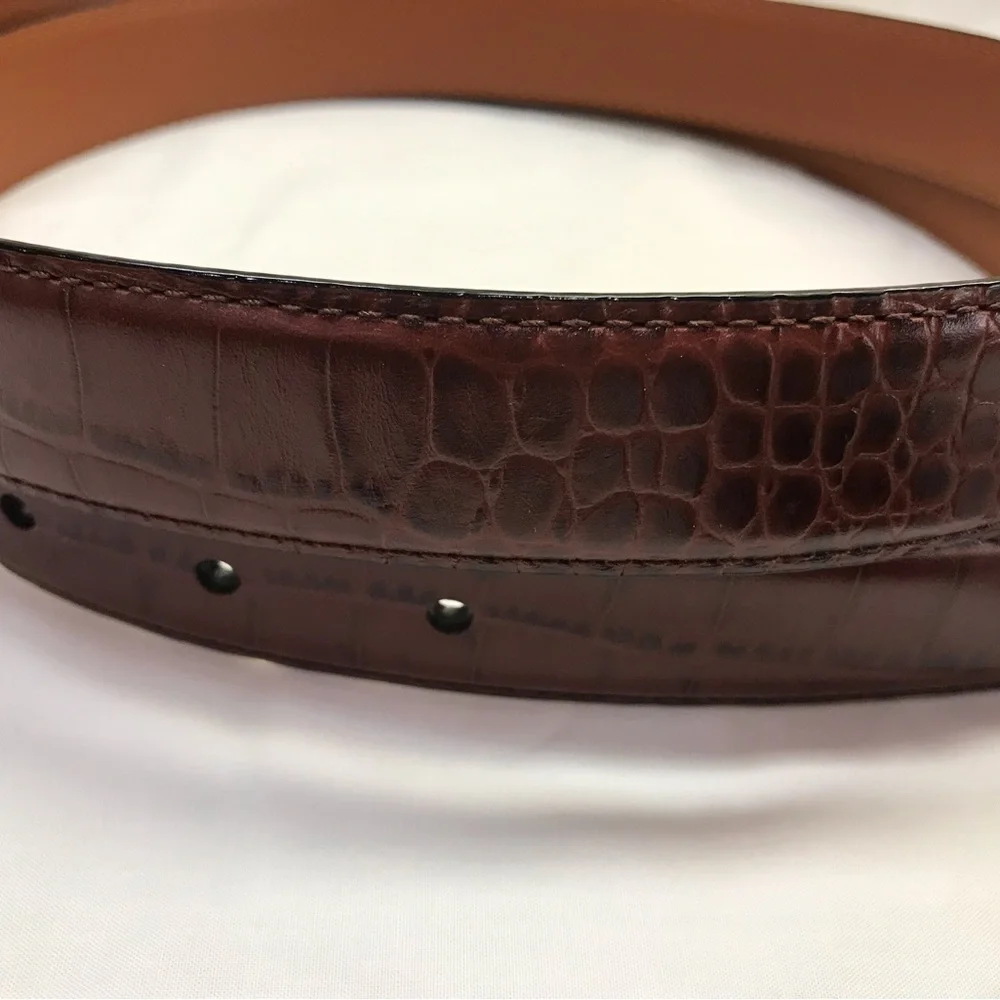Polo Ralph Lauren Brown Croc Embossed Leather Belt